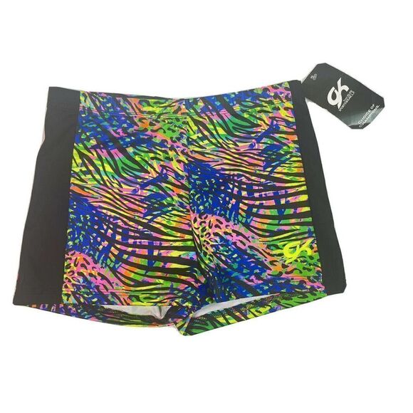 GK Elite Gymnastic Dance Leotard like Shorts Animal Print Multicolor New AL - Picture 9 of 9